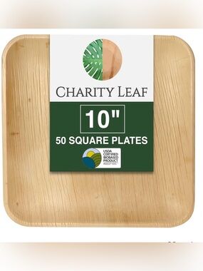 Palm Leaf Plates 50 Count 10x10 Compostable Bridal Shower Party Eco